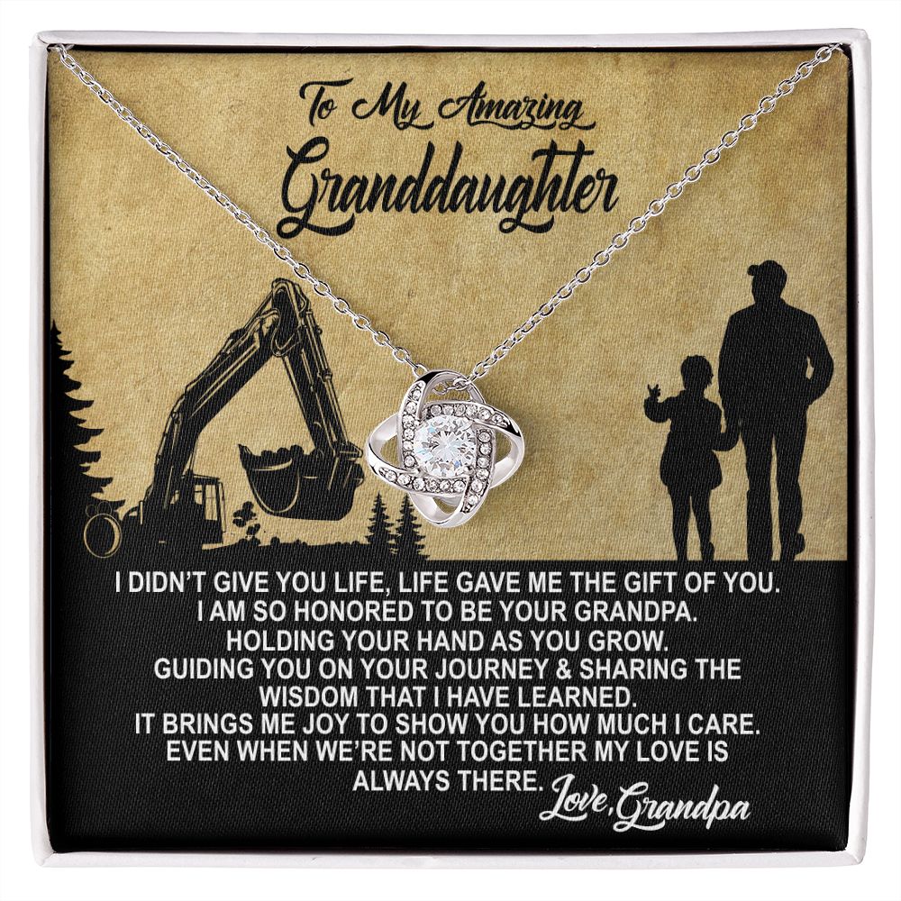 To My Amazing Granddaughter - Necklace- Excavator - Grandpa - Free Shipping
