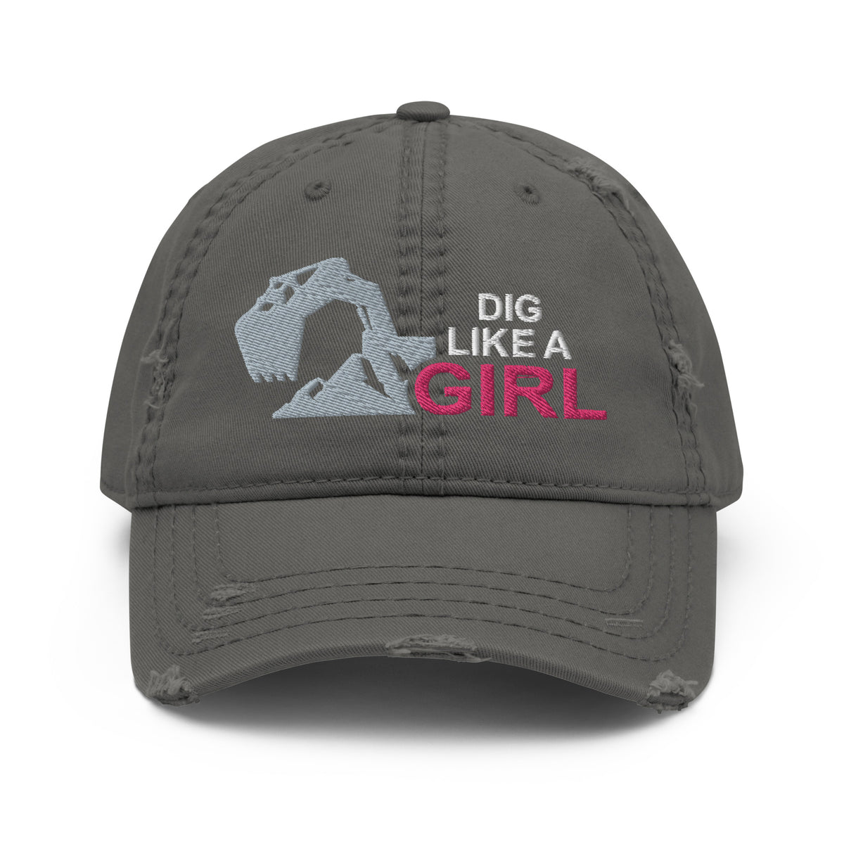 Excavator - Dig Like A Girl - Distressed Dad Hat
