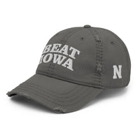 Beat Iowa - Embroidered - Distressed Hat - Free Shipping