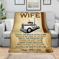 To My Trucking Wife - Happy Mother's Day Blanket - Kenworth W900 - Free Shipping