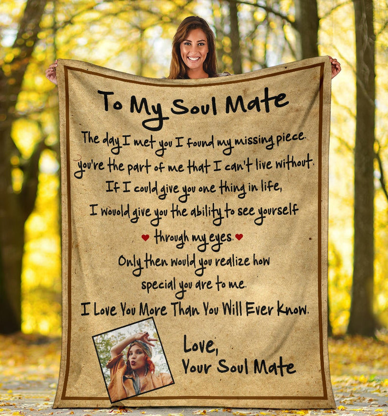 To My - The Day I Met You - Your Photo & Text - Blanket - Free Shipping