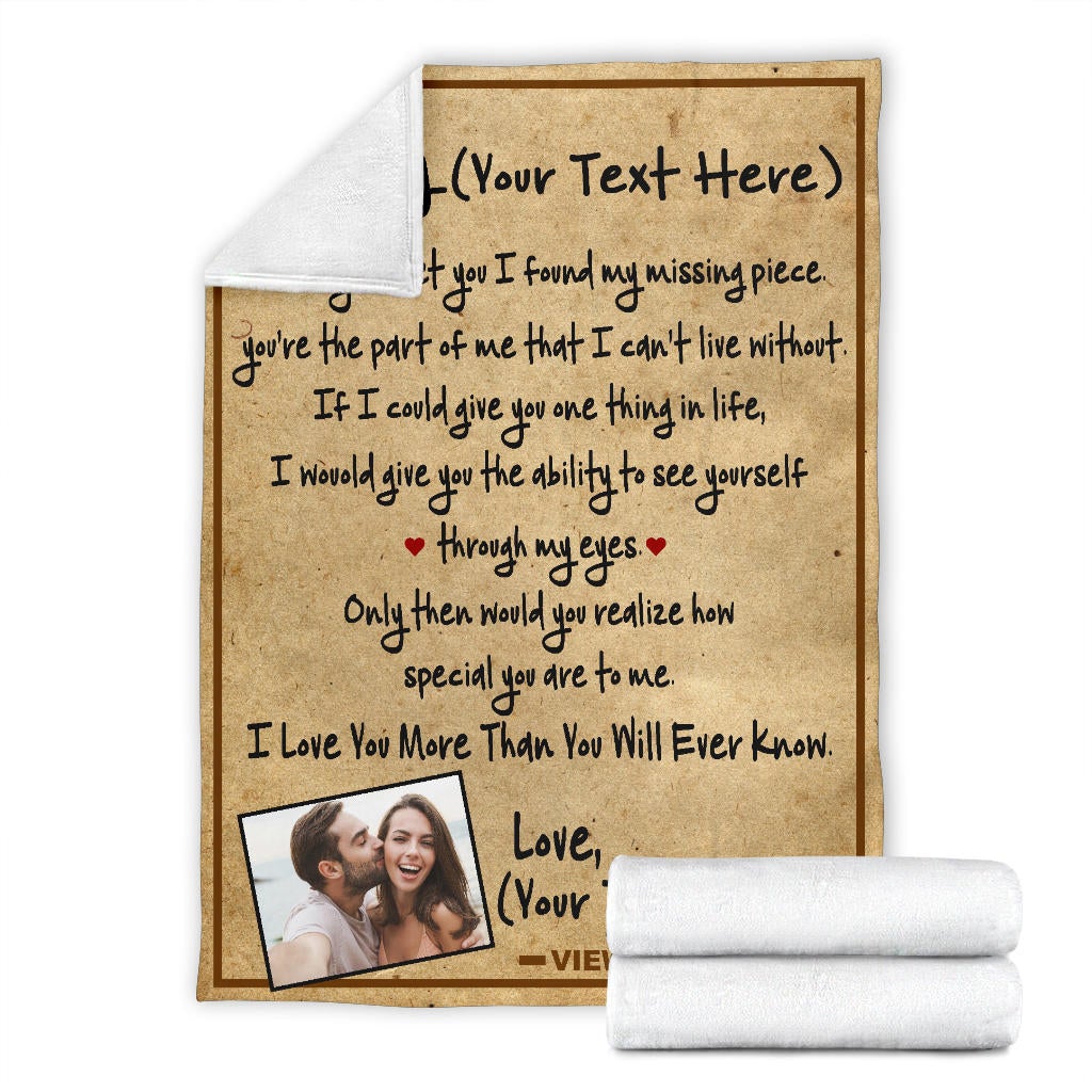 To My - The Day I Met You - Your Photo & Text - Blanket - Free Shipping