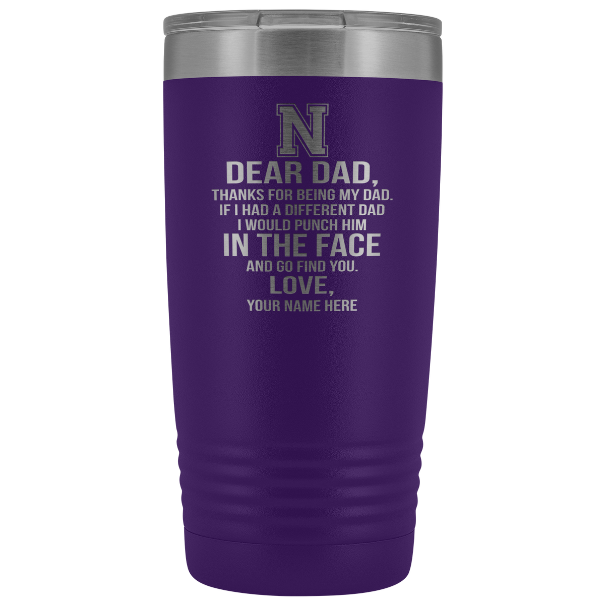 Dear Dad Initial N Your Name(s) 20oz Tumbler Free Shipping