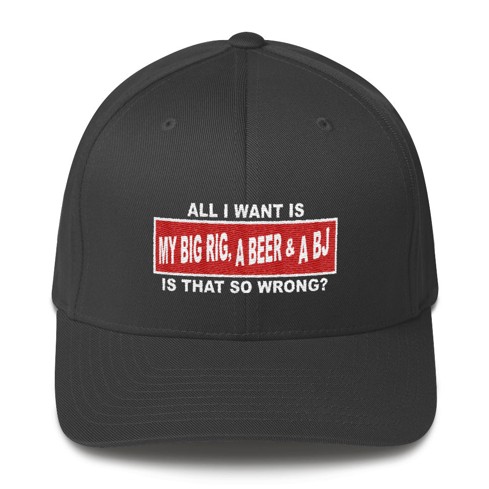 All I Want Is My Big Rig, A Beer & A BJ Flexfit Hat Free Shipping