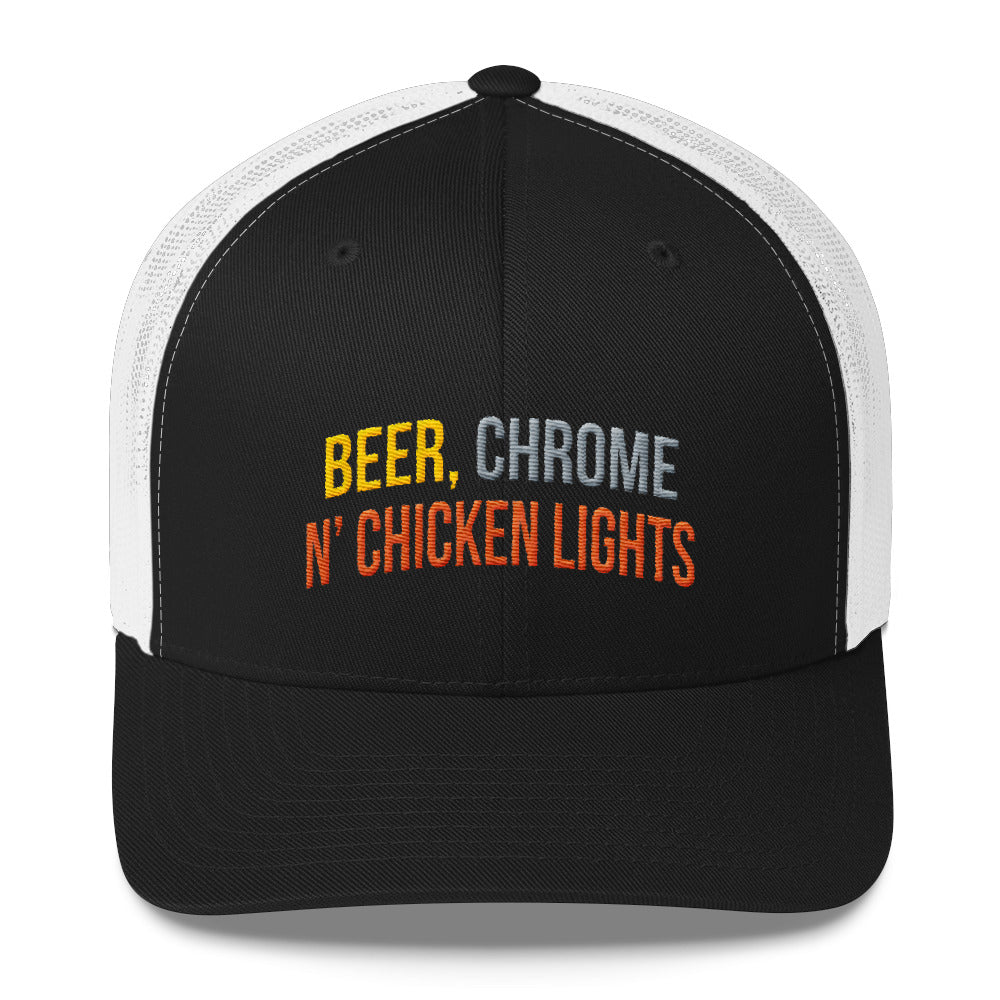 Beer, Chrome n' Chicken Lights Snapback Hat Free Shipping
