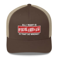 All I Want Is My Big Rig, A Beer & A BJ Snapback Hat Free Shipping