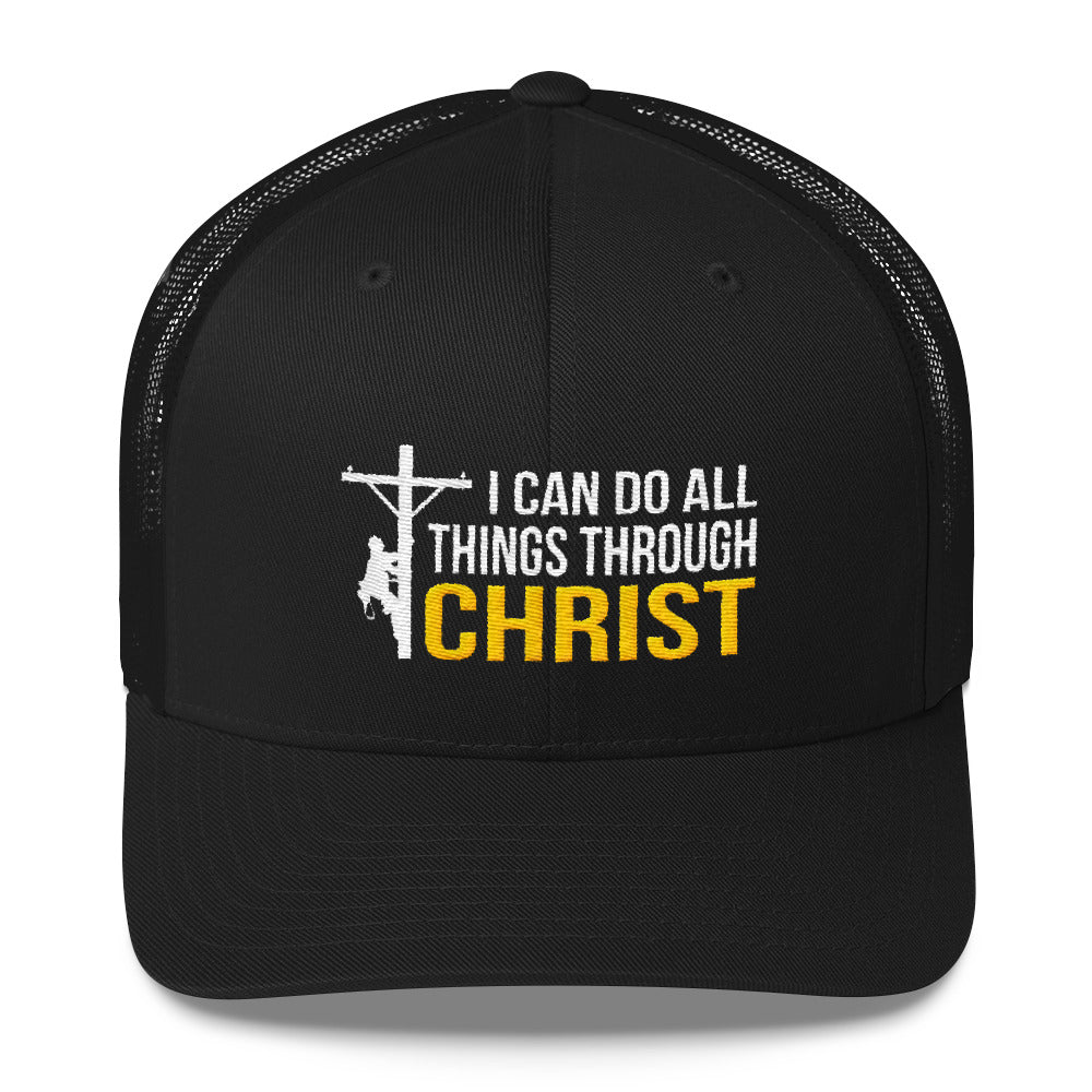 I Can Do All Things Through Christ Lineman Snapback Hat Free Shipping