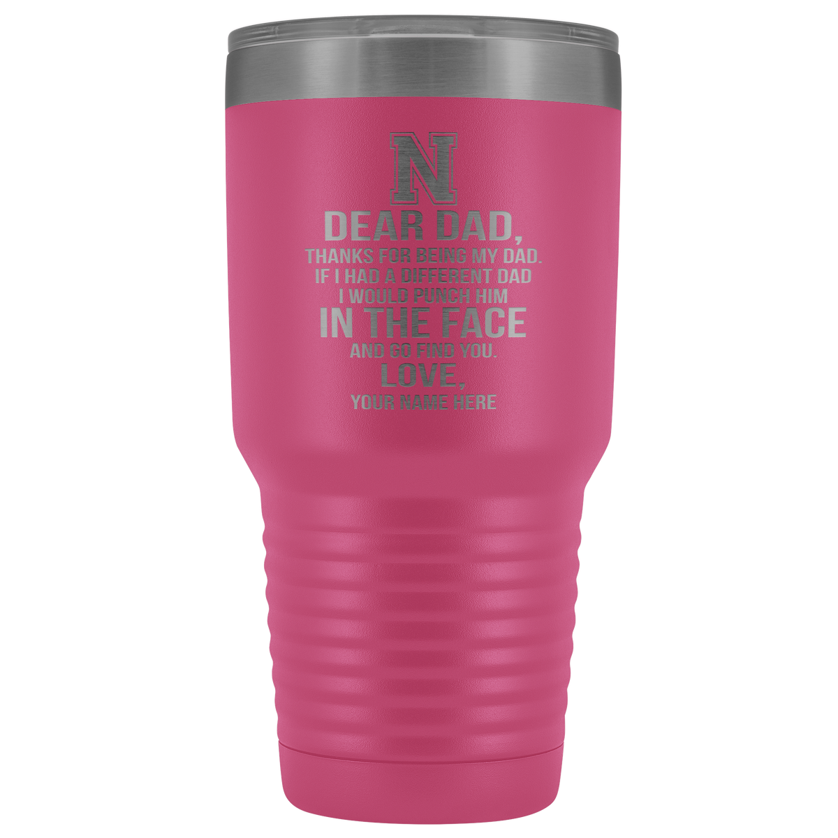 Dear Dad Initial N Your Name(s) 30oz Tumbler Free Shipping