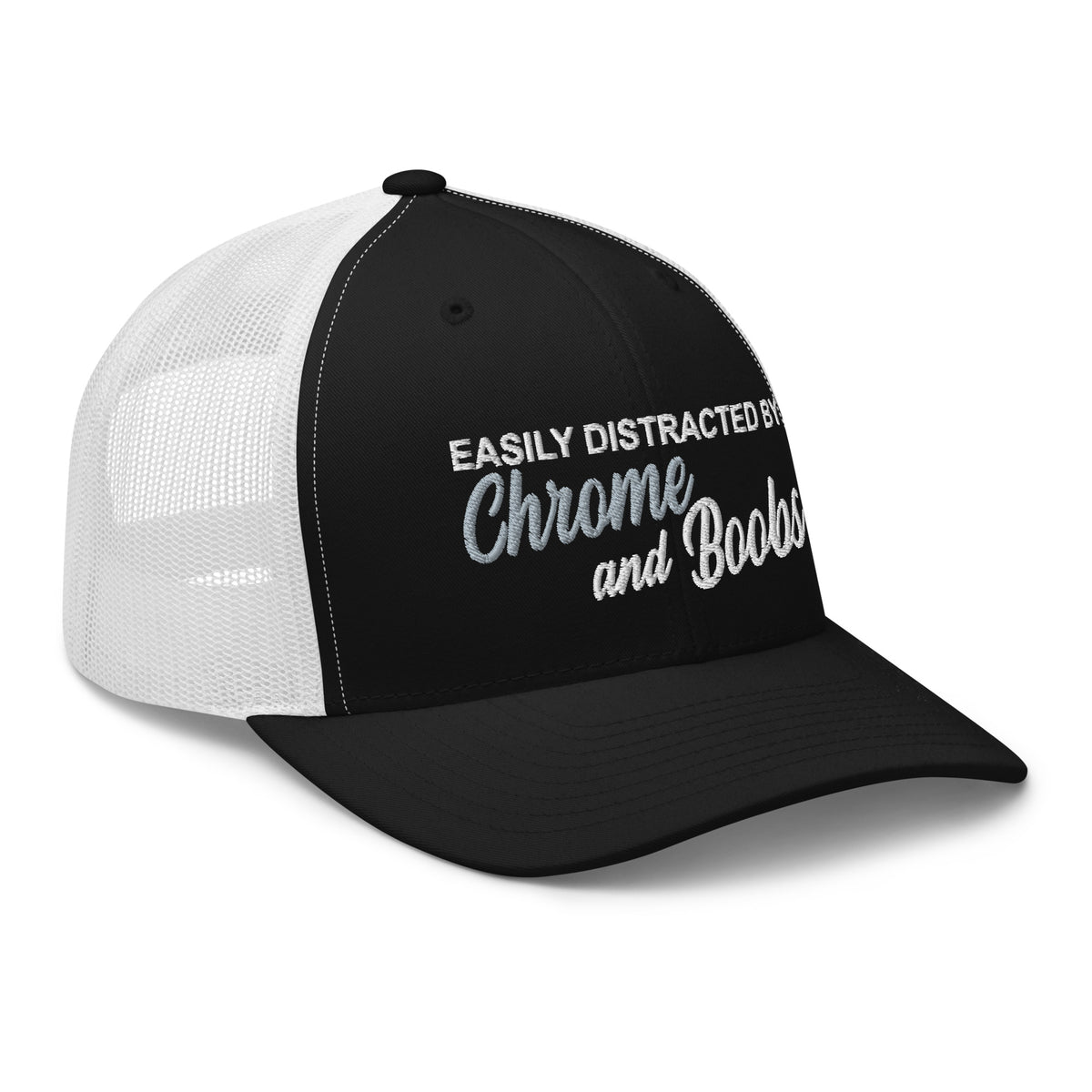 Easily Distracted by Chrome & Boobs - Embroidered Hat - Free Shipping