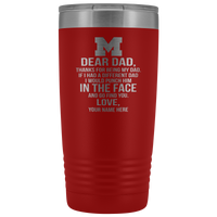 Dear Dad Initial M Your Name(s) 20oz Tumbler Free Shipping