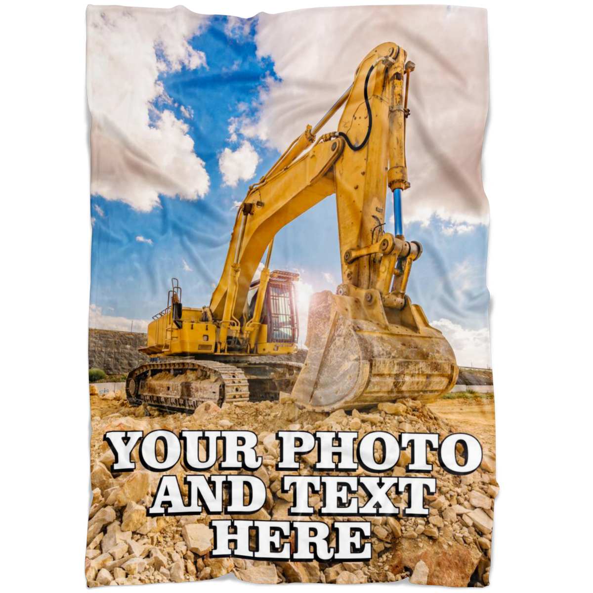 Excavator Your Photo and Text Fleece Blanket